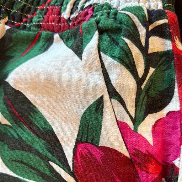 TAHARI LINEN FLORAL WIDE LEG PANTS SIZE MEDIUM WHITE PINK RED GREEN TROPICAL - Picture 8 of 10